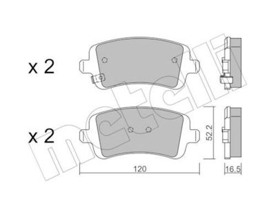Bremžu uzliku kompl., Disku bremzes METELLI 22-1447-0