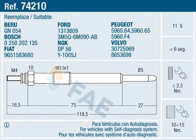 Kvēlsvece FAE 74210