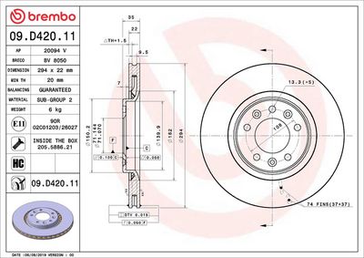 Тормозной диск BREMBO 09.D420.11