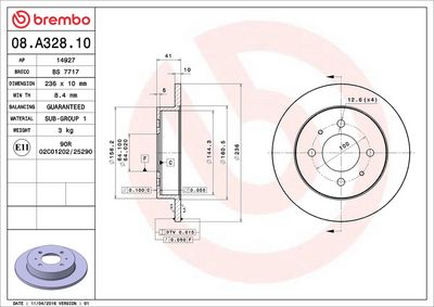 Тормозной диск BREMBO 08.A328.10