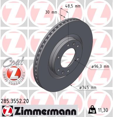 Bremžu diski ZIMMERMANN 285.3552.20