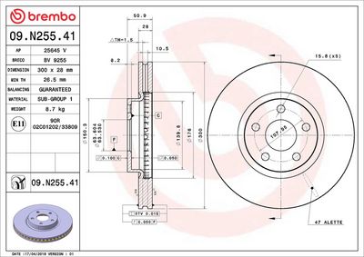 Тормозной диск BREMBO 09.N255.41
