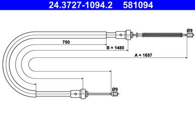 Тросик, cтояночный тормоз ATE 24.3727-1094.2