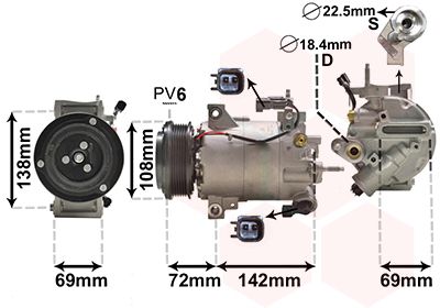 Компрессор, кондиционер VAN WEZEL 1800K603