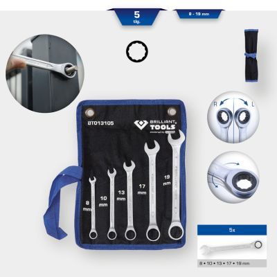 Uzmaucamo uzgriežņu atslēgu komplekts ar sprūdmehānismu KS TOOLS BT013105