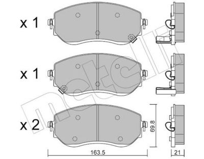 Bremžu uzliku kompl., Disku bremzes METELLI 22-1191-0