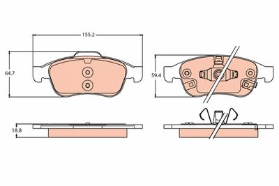 Bremžu uzliku kompl., Disku bremzes TRW GDB2111