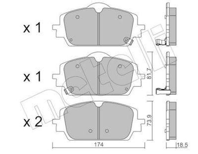 Bremžu uzliku kompl., Disku bremzes METELLI 22-1438-0