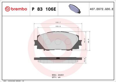 Bremžu uzliku kompl., Disku bremzes BREMBO P 83 106E