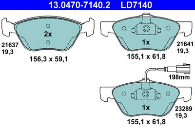 Bremžu uzliku kompl., Disku bremzes ATE 13.0470-7140.2