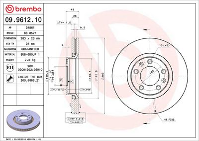 Тормозной диск BREMBO 09.9612.10