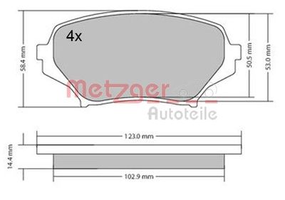 Bremžu uzliku kompl., Disku bremzes METZGER 1170589