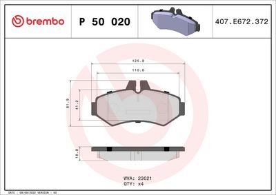 Bremžu uzliku kompl., Disku bremzes BREMBO P 50 020