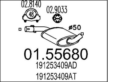 Средний глушитель выхлопных газов MTS 01.55680