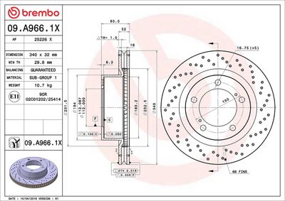 Bremžu diski BREMBO 09.A966.1X