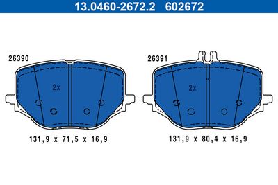 Bremžu uzliku kompl., Disku bremzes ATE 13.0460-2672.2