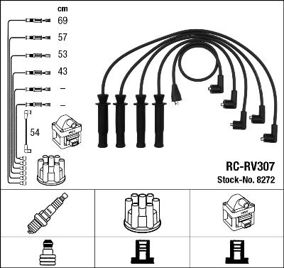 Augstsprieguma vadu komplekts NGK 8272