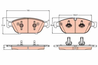 Bremžu uzliku kompl., Disku bremzes TRW GDB2113