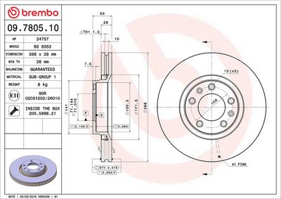 Тормозной диск BREMBO 09.7805.10