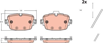 Bremžu uzliku kompl., Disku bremzes TRW GDB2506