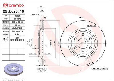 Bremžu diski BREMBO 09.B628.10