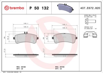 Комплект тормозных колодок, дисковый тормоз BREMBO P 50 132