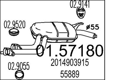 Средний глушитель выхлопных газов MTS 01.57180
