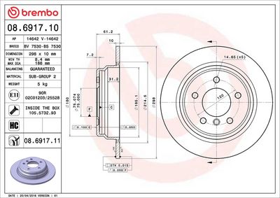 Bremžu diski BREMBO 08.6917.11