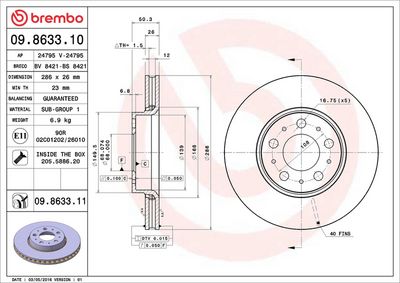 Bremžu diski BREMBO 09.8633.11