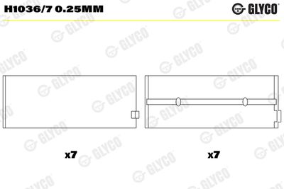 Подшипник коленвала GLYCO H1036/7 0.25mm
