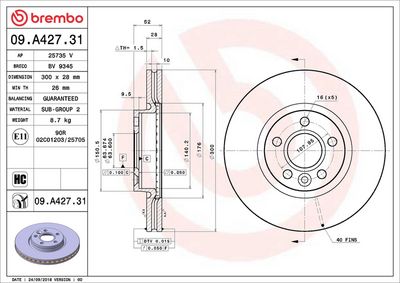 Тормозной диск BREMBO 09.A427.31