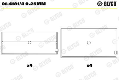 Шатунный подшипник GLYCO 01-4181/4 0.25mm