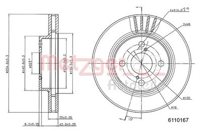 Тормозной диск METZGER 6110167