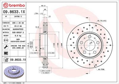 Bremžu diski BREMBO 09.8633.1X