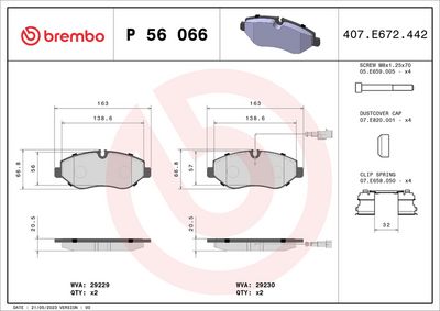 Bremžu uzliku kompl., Disku bremzes BREMBO P 56 066