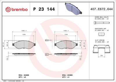 Bremžu uzliku kompl., Disku bremzes BREMBO P 23 144
