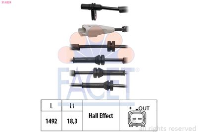 Датчик, частота вращения колеса FACET 21.0229