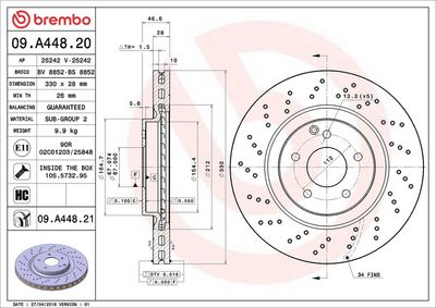 Тормозной диск BREMBO 09.A448.21