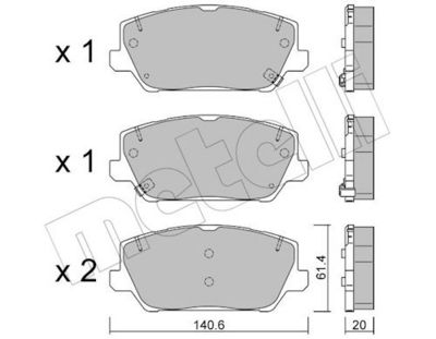 Комплект тормозных колодок, дисковый тормоз METELLI 22-1241-0