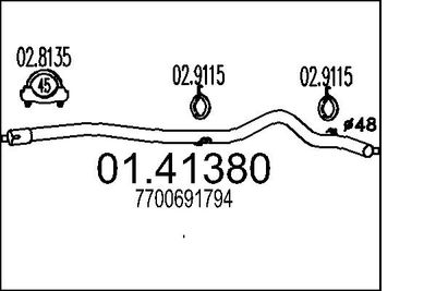 Труба выхлопного газа MTS 01.41380