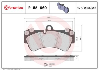Bremžu uzliku kompl., Disku bremzes BREMBO P 85 069