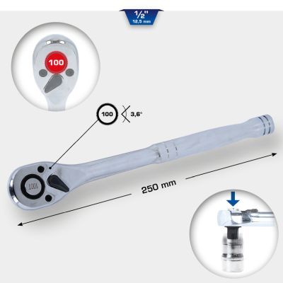 Uzgriežņu atslēga ar pārslēdzamu sprūdmehānismu KS TOOLS BT022995