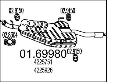 Глушитель выхлопных газов конечный MTS 01.69980
