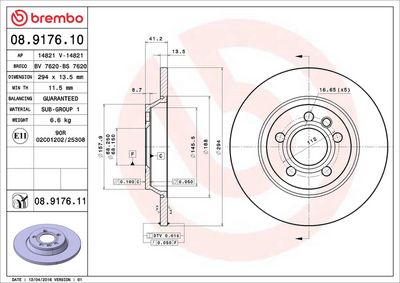Тормозной диск BREMBO 08.9176.11