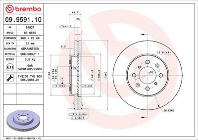 Тормозной диск BREMBO 09.9591.10