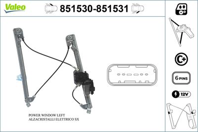 Stikla pacelšanas mehānisms VALEO 851530