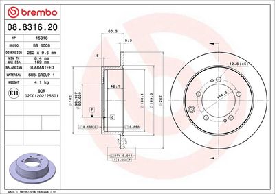 Тормозной диск BREMBO 08.8316.20