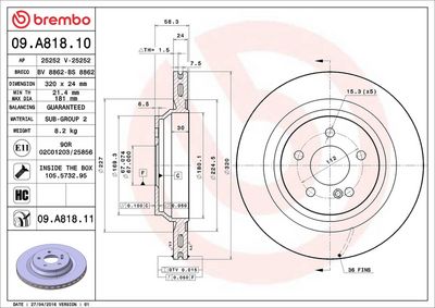 Тормозной диск BREMBO 09.A818.11