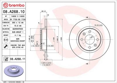 Тормозной диск BREMBO 08.A268.11