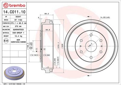 Bremžu trumulis BREMBO 14.C011.10
